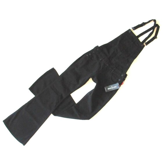 NWT True Religion Karlie in Jet Black Denim Overall Flare Jeans 25 x 34 $279 - Picture 5 of 12